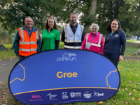 Stan Wilson, tail walker, Nina Davies, Interim Director of Social Services and Housing, Lee Jarvis, Run and Event Director for Groe parkrun, Wendy Wilson, marshal and Liz Towns from the Bracken Trust – a partner in the ICJ programme. 